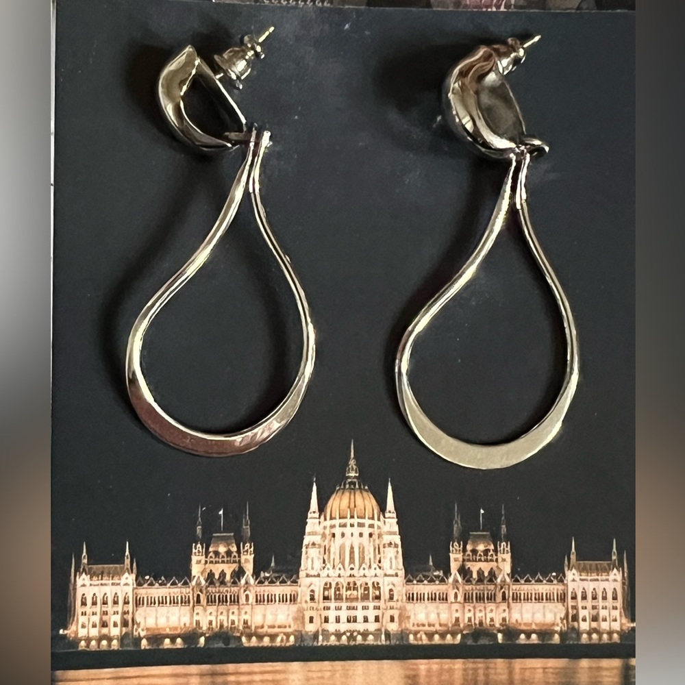Napier Silver Earrings with Modern Teardrop Design and Medium Size. NWOT